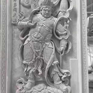 天水 芝麻灰花岗岩人物雕刻——多闻天王