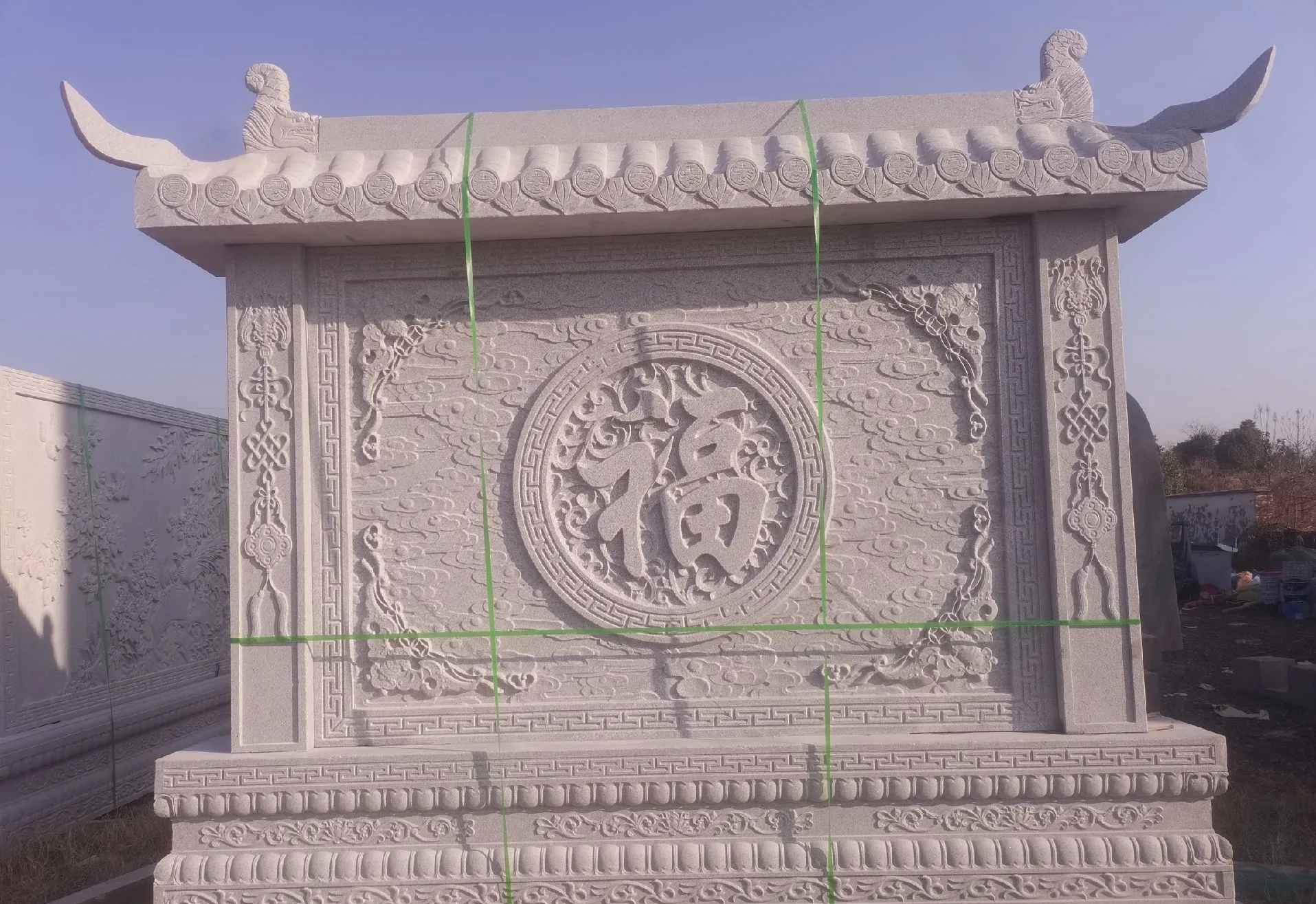 天水 芝麻白花岗岩屏风，照壁，影壁